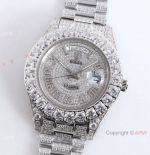 Iced Out Rolex Oyster Perpetual Day-Date 39 Watch Diamond Roman Markers